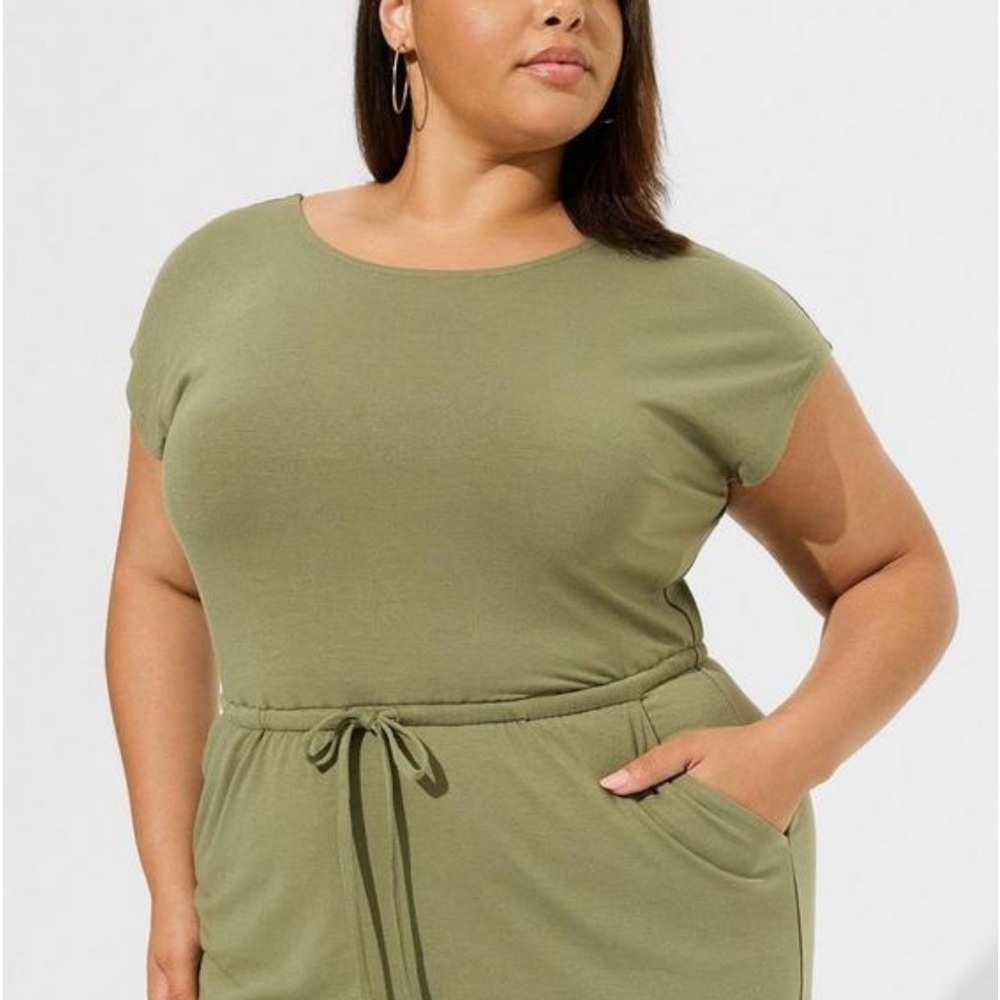 Torrid Olive Drawstring Midi Dress - Picture 2 of 6